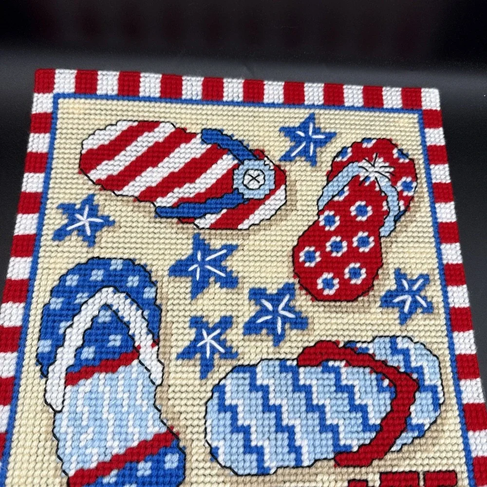 Plastic Canvas July Wall Decor Completed Independence Day 12 X 18